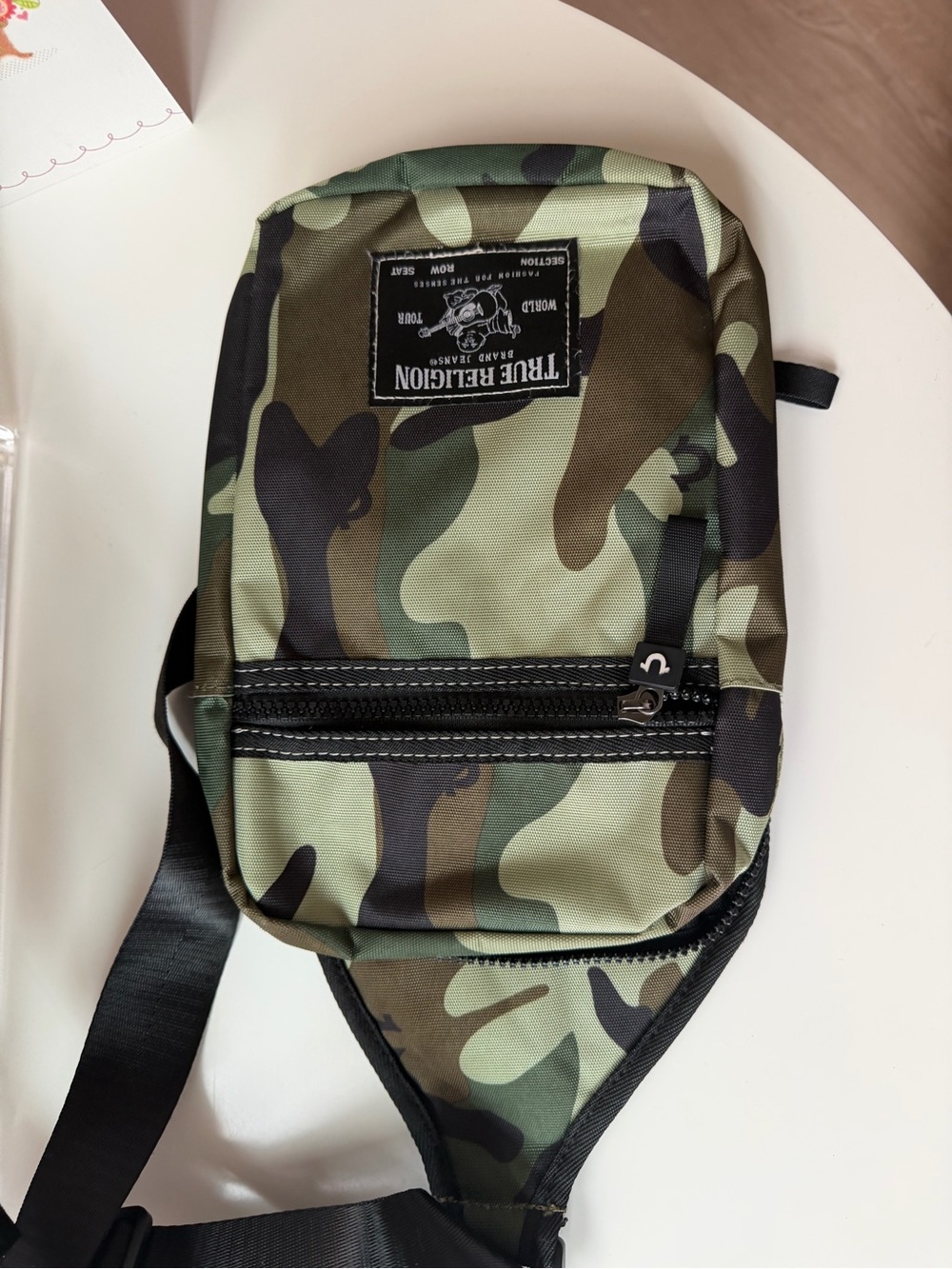 True Religion Green Camo Sling Bag